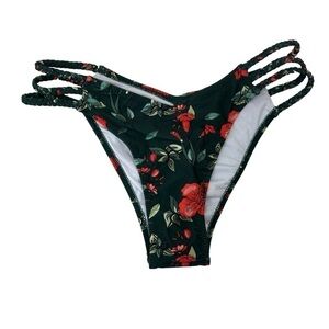Cupshe Green Floral Bikini Swim Bottoms, Large